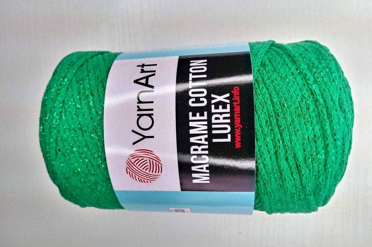 Sznurek YarnArt Macrame cotton lurex-728 ( zielona)